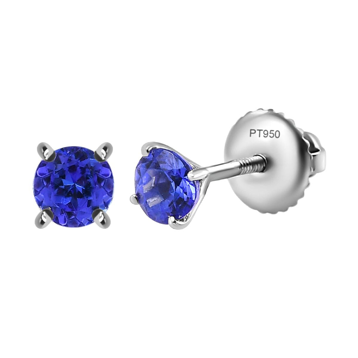Rhapsody 950 Platinum AAAA Tanzanite Solitaire Stud Earrings 1.10 ctw