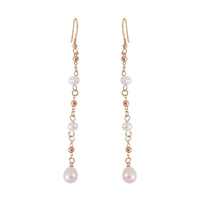 White Freshwater Pearl Earrings in Goldtone