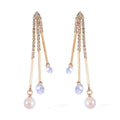 White Freshwater Pearl and Austrian Crystal Earrings in Goldtone - Sticky add to cart bar