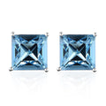 Aquamarine Color Crystal Solitaire Stud Earrings in Sterling Silver 5.00 ctw - Sticky add to cart bar