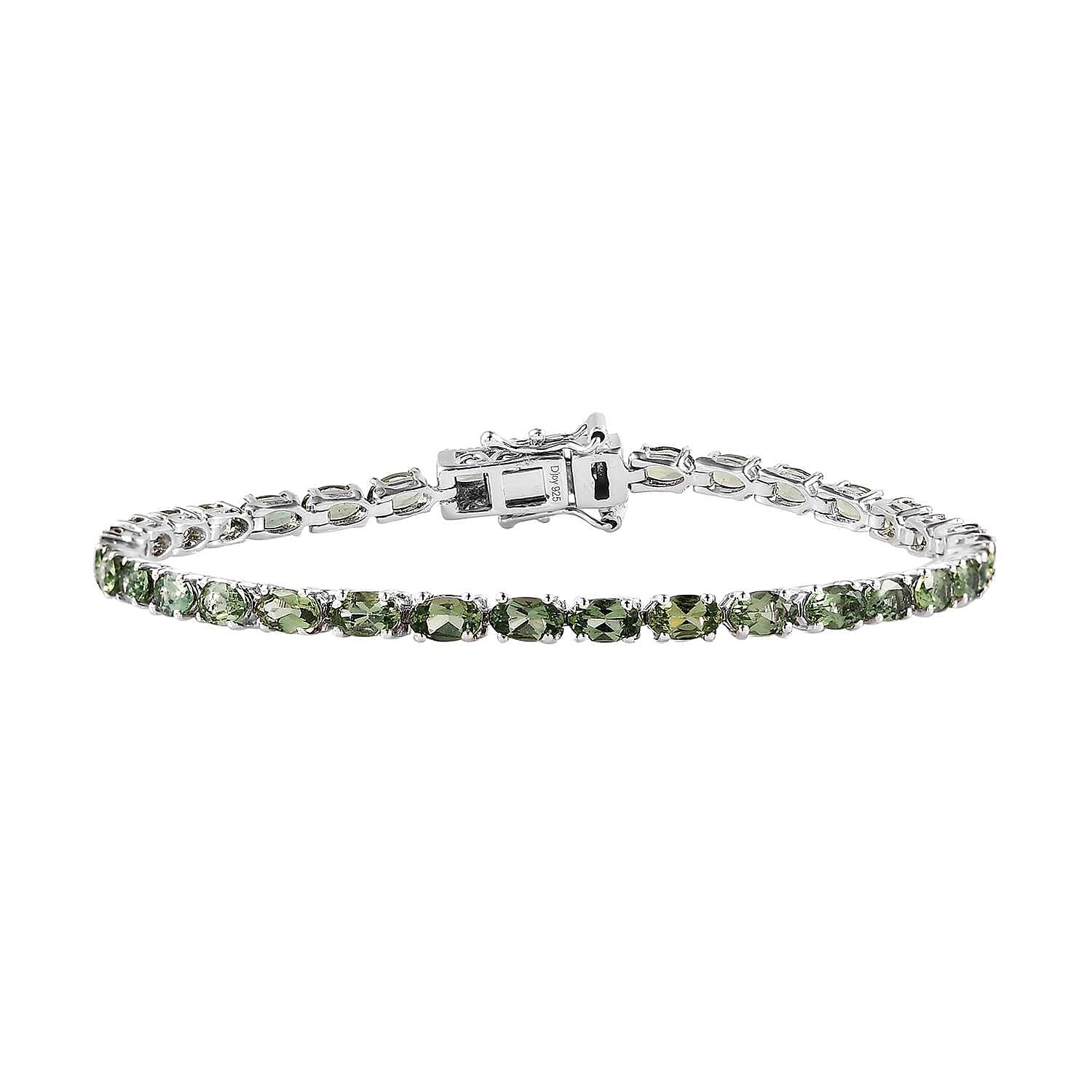 Tanzanian Natural Green Apatite Tennis Bracelet in Platinum Over Sterling Silver (7.25 In) 8.70 ctw