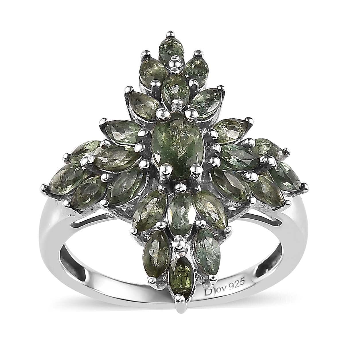 Natural Tanzania Natural Green Apatite Ring in Platinum Over Sterling Silver (Size 7.0) 2.50 ctw
