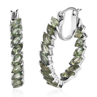 Tanzanian Natural Green Apatite Inside Out Hoop Earrings in Platinum Over Sterling Silver 4.85 ctw