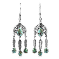 Artisan Crafted Blue Moon Turquoise Eagle Earrings in Sterling Silver 5.50 ctw