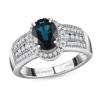 Doorbuster Rhapsosdy 950 Platinum AAAA Monte Belo Indicolite and E-F VS2 Diamond Ring 7.85 Grams 2.00 ctw (Del. in 5-7 Days)
