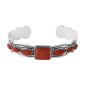 Santa Fe Style Coral Bracelet in Sterling Silver (6.50 In) - Sticky add to cart bar