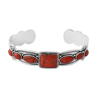 Santa Fe Style Coral Bracelet in Sterling Silver (6.50 In)