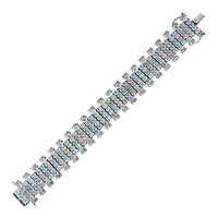 Premium Ethiopian Welo Opal 17.82 ctw Bracelet in Rhodium Over Sterling Silver (7 In) (40 g)