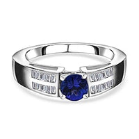 Tanznaite and White Zircon 0.79 ctw Ring in Rhodium Over Sterling Silver (Size 10)