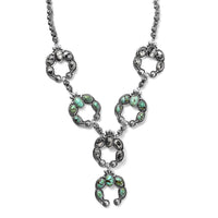 Artisan Crafted Blue Moon Turquoise and White Buffalo Squash Blossom Necklace 18-20 Inches in Sterling Silver 24.75 ctw