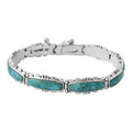 Santa Fe Style Turquoise Bracelet in Sterling Silver (7.25 In) 16.00 ctw - Sticky add to cart bar