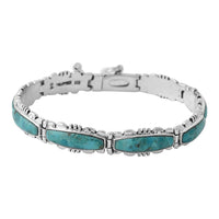 Santa Fe Style Turquoise Bracelet in Sterling Silver (7.25 In) 16.00 ctw