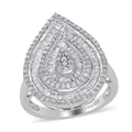 Doorbuster Diamond Ring in Platinum Over Sterling Silver (Size 10.0) 1.00 ctw - Sticky add to cart bar