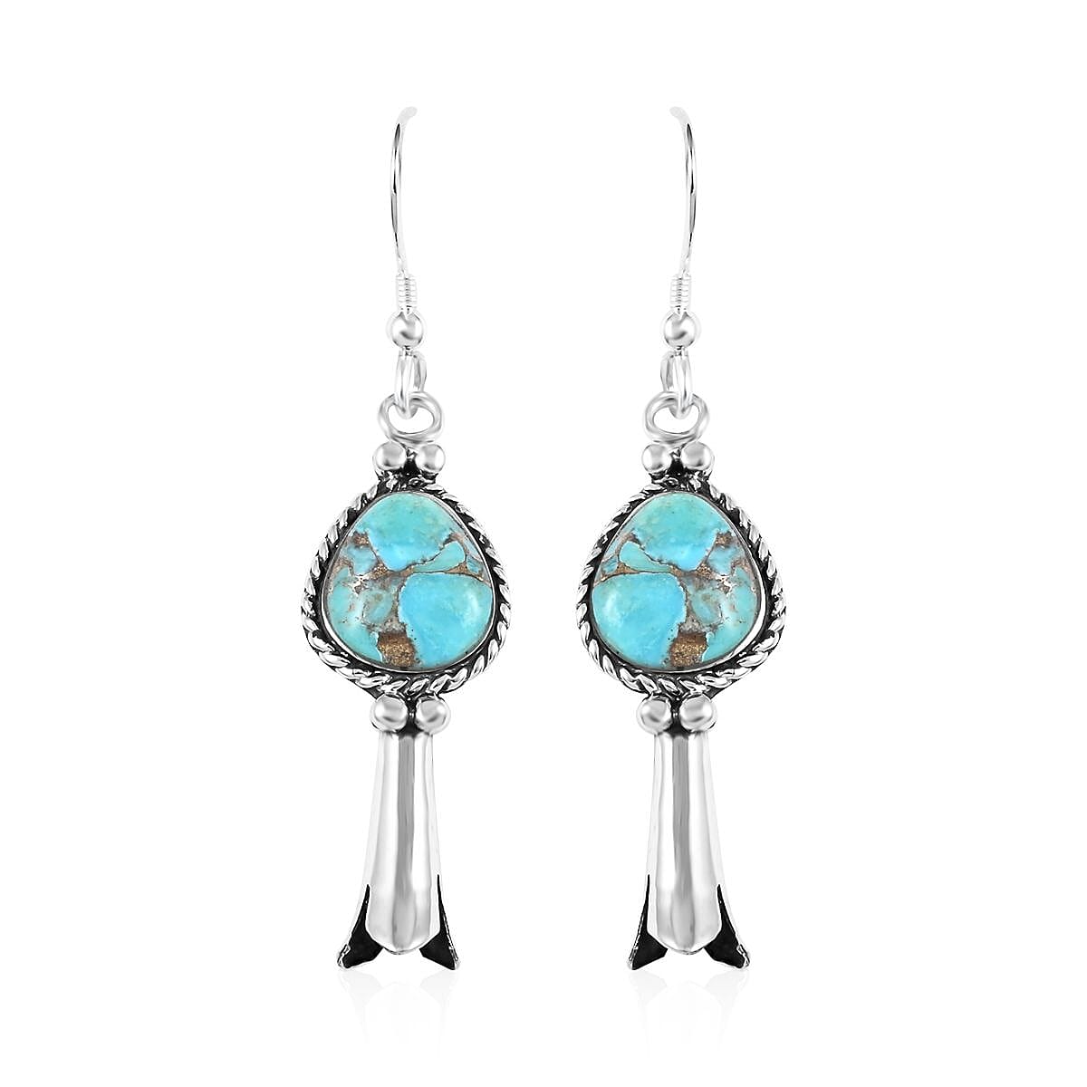 Santa Fe Style Mojave Turquoise Earrings in Sterling Silver 4.00 ctw