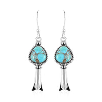 Santa Fe Style Mojave Turquoise Earrings in Sterling Silver 4.00 ctw