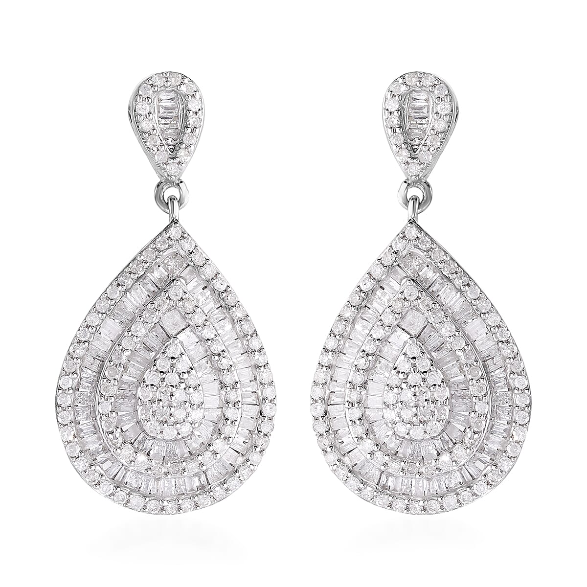 Doorbuster Diamond Earrings in Platinum Over Sterling Silver 2.00 ctw