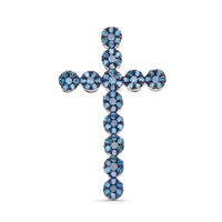 Doorbuster Blue Diamond Cross Pendant in Platinum Over Sterling Silver 0.50 ctw