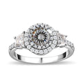 Moissanite Halo Ring in Platinum Over Sterling Silver (Size 10.0) 2.60 ctw - Sticky add to cart bar