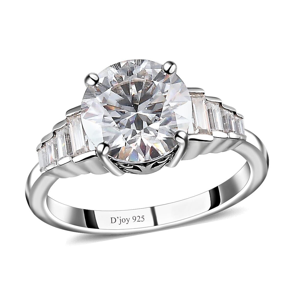 Moissanite Ring in Platinum Over Sterling Silver 3.00 ctw