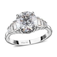 Moissanite Ring in Platinum Over Sterling Silver 3.00 ctw