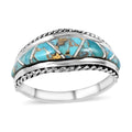 Santa Fe Style Mojave Turquoise Ring in Sterling Silver (Size 10.0) 1.80 ctw - Sticky add to cart bar