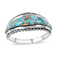 Santa Fe Style Mojave Turquoise Ring in Sterling Silver (Size 10.0) 1.80 ctw