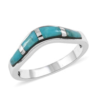 Santa Fe Style Kingman Turquoise Ring in Sterling Silver (Size 7.0) 2.00 ctw