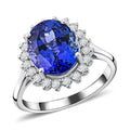 Certified & Appraised Rhapsody 950 Platinum AAAA Tanzanite and E-F VS Diamond Ring 6.30 Grams 4.50 ctw - Sticky add to cart bar