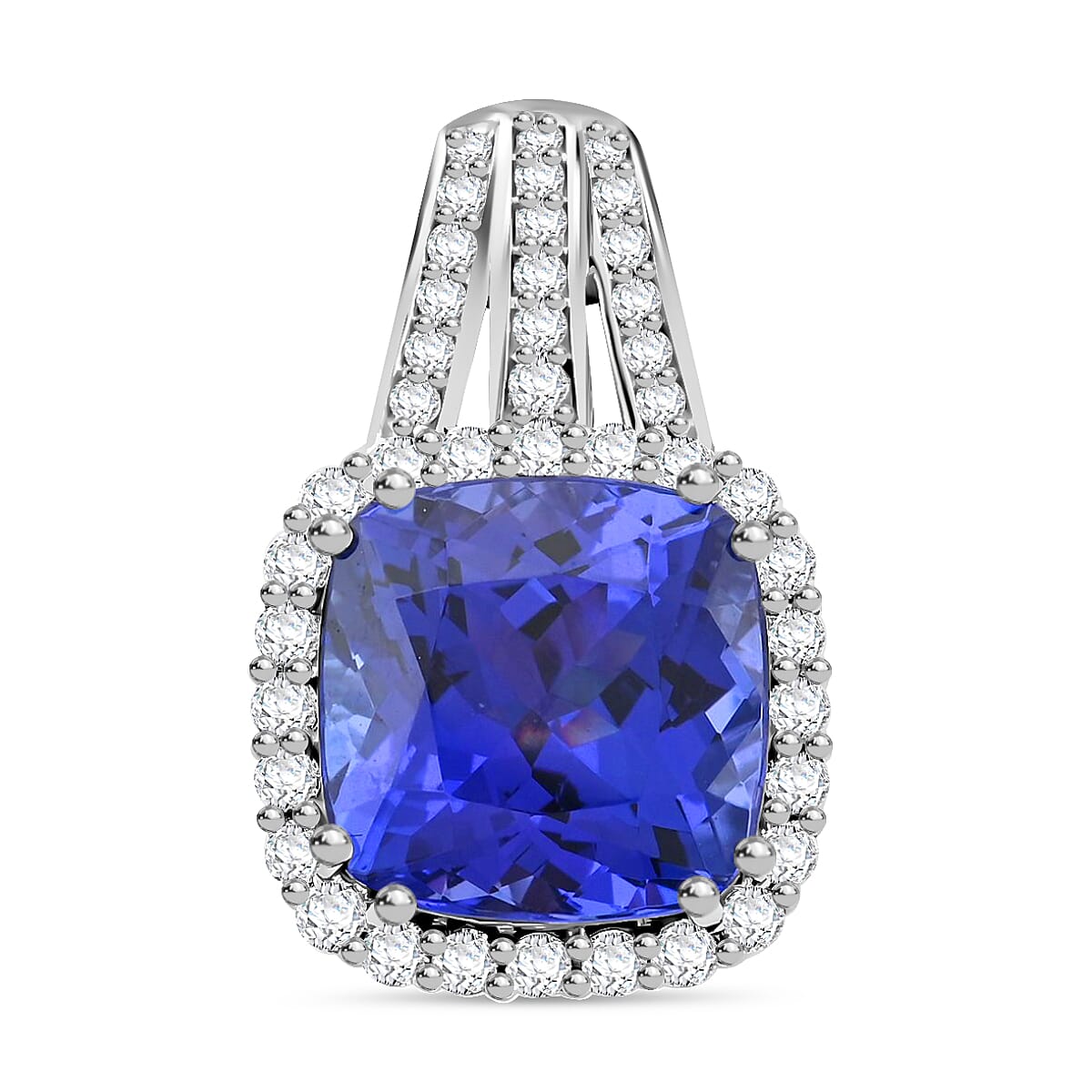 Certified & Appraised Rhapsody AAAA Tanzanite and E-F VS Diamond 5.50 ctw Pendant in 950 Platinum 4.65 Grams