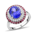 Certified & Appraised Rhapsody 950 Platinum AAAA Tanzanite, Mahenge Spinel and E-F VS Diamond Ring 6.80 Grams 3.75 ctw - Sticky add to cart bar