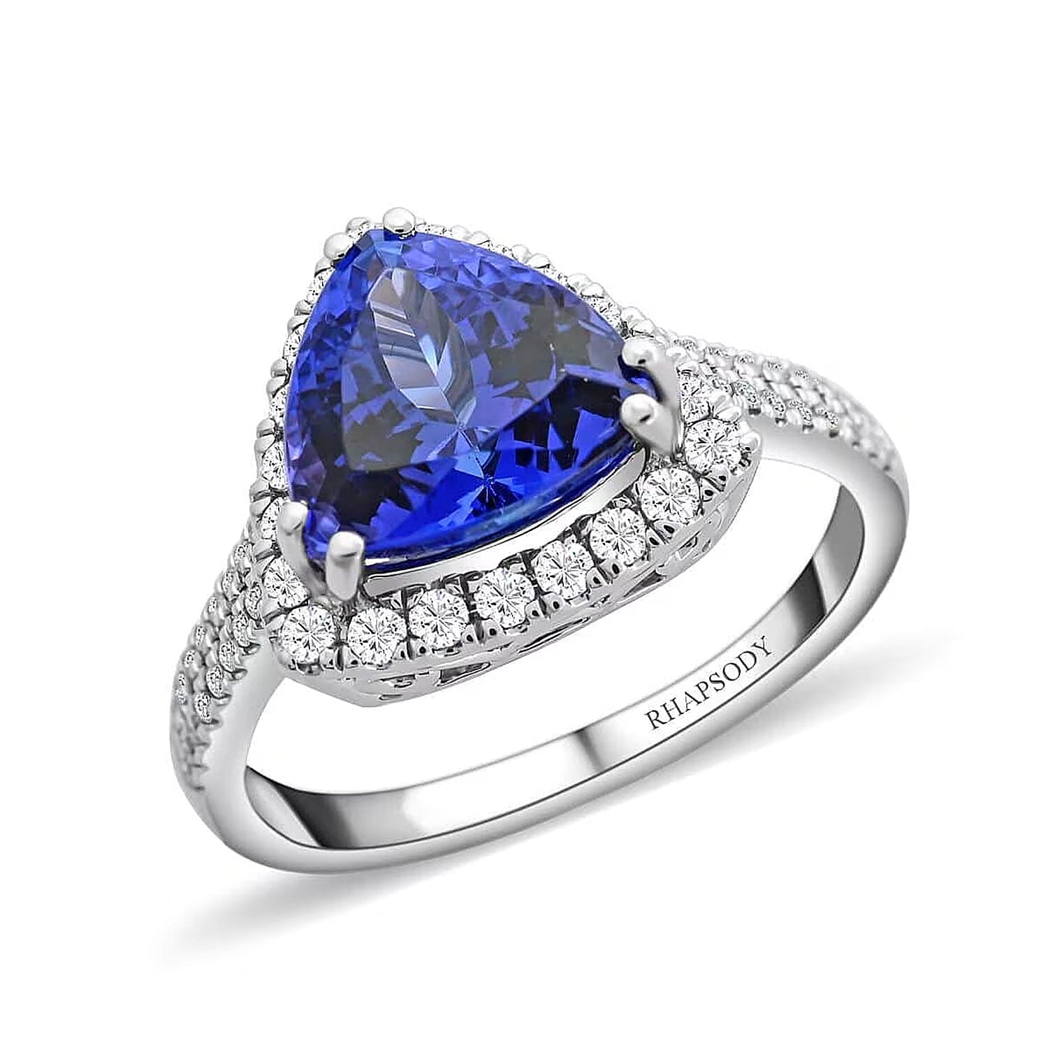 Doorbuster Certified & Appraised Rhapsody 950 Platinum AAAA Tanzanite and E-F VS Diamond Ring 6.65 Grams 3.25 ctw
