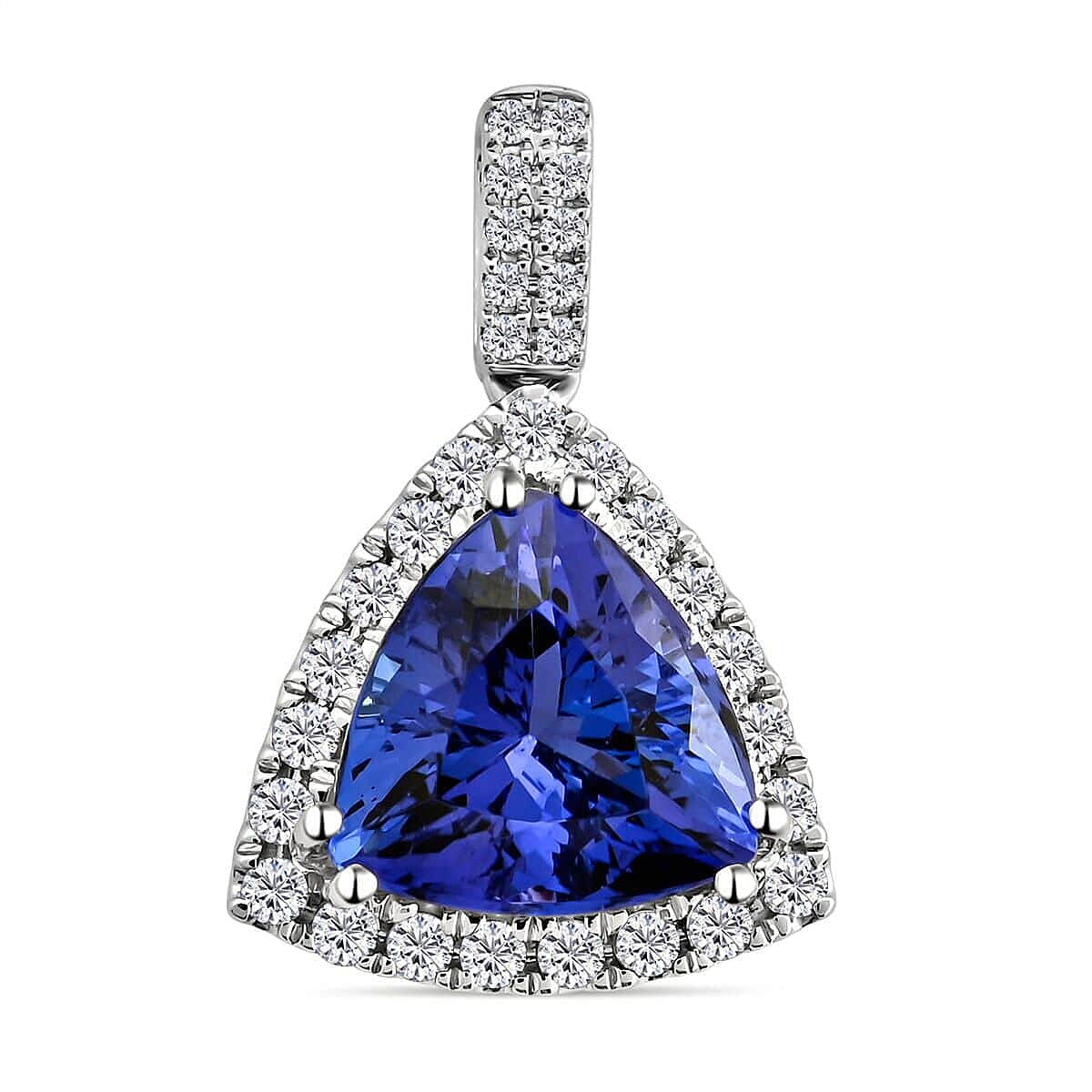 Certified & Appraised Rhapsody AAAA Tanzanite and E-F VS Diamond 3.05 ctw Halo Pendant in 950 Platinum