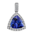 Certified & Appraised Rhapsody AAAA Tanzanite and E-F VS Diamond 3.05 ctw Halo Pendant in 950 Platinum - Sticky add to cart bar