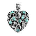 Artisan Crafted Blue Moon Turquoise and White Buffalo Heart Pendant in Sterling Silver 10.00 ctw - Sticky add to cart bar