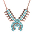 Constituted Blue Howlite 15.00 ctw Squash Blossom Necklace in Rosetone 24-28 Inches - Sticky add to cart bar