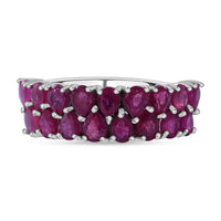 African Ruby Ring in Rhodium Over Sterling Silver (Size 5.5) 3.74 ctw