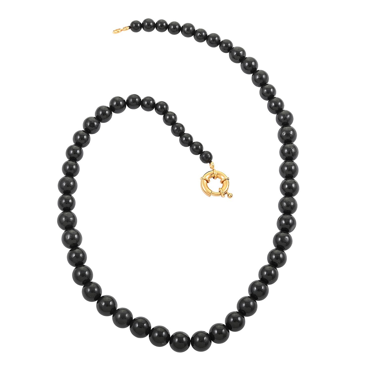 Karis Black Shungite Beaded Necklace (20 Inches) in 18K YG Plated 235.00 ctw