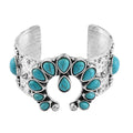 Constituted Blue Howlite 5.00 ctw Squash Blossom Cuff Bracelet in Silvertone (7.50 In) - Sticky add to cart bar