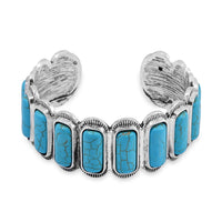 Constituted Blue Howlite Cuff Bracelet in Silvertone (7.50 In) 8.00 ctw