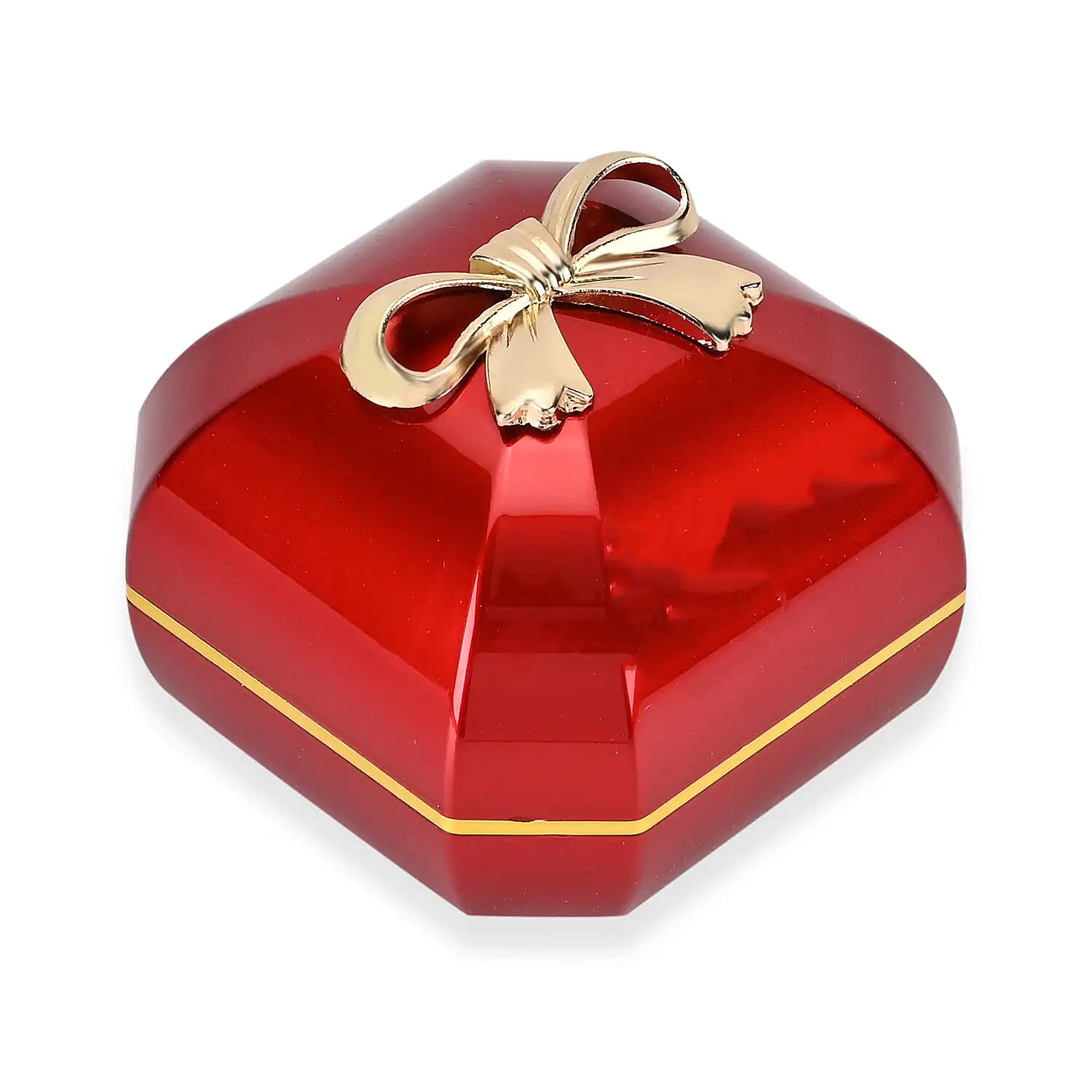Red Solid Luxurious Polished Necklace and Pendant's Jewelry Box with Led Light (2.8"x2.8"x2.4")