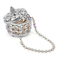 Silver Color Round Design Crystal Jewelry Box (3.9"x3.9"x3.5") - Sticky add to cart bar