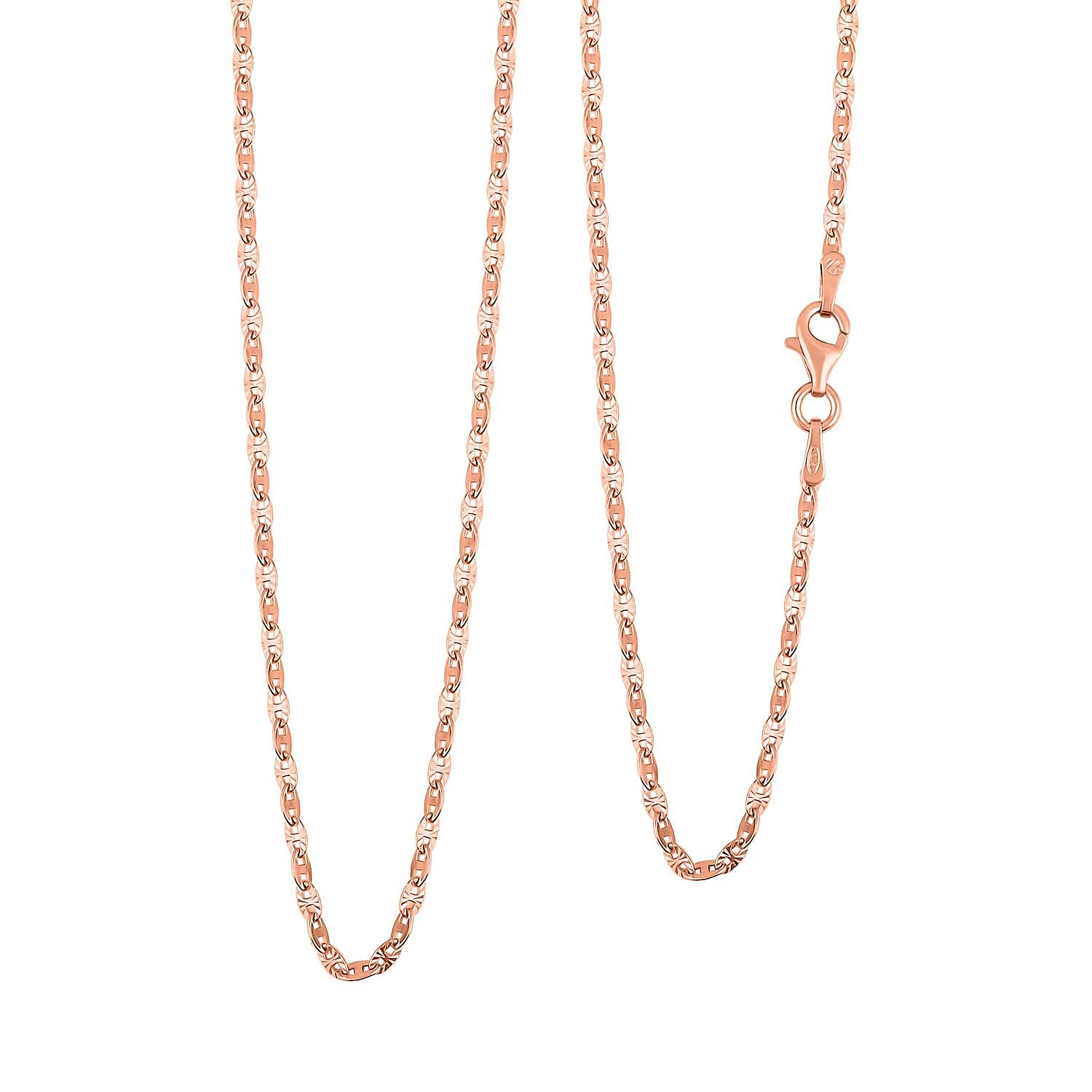 14K Rose Gold Over Sterling Silver Chain 24 Inches 3.10 Grams