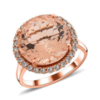 Certified & Appraised Luxoro 14K Rose Gold AAA Marropino Morganite and G-H I2 Diamond Ring 7.50 ctw