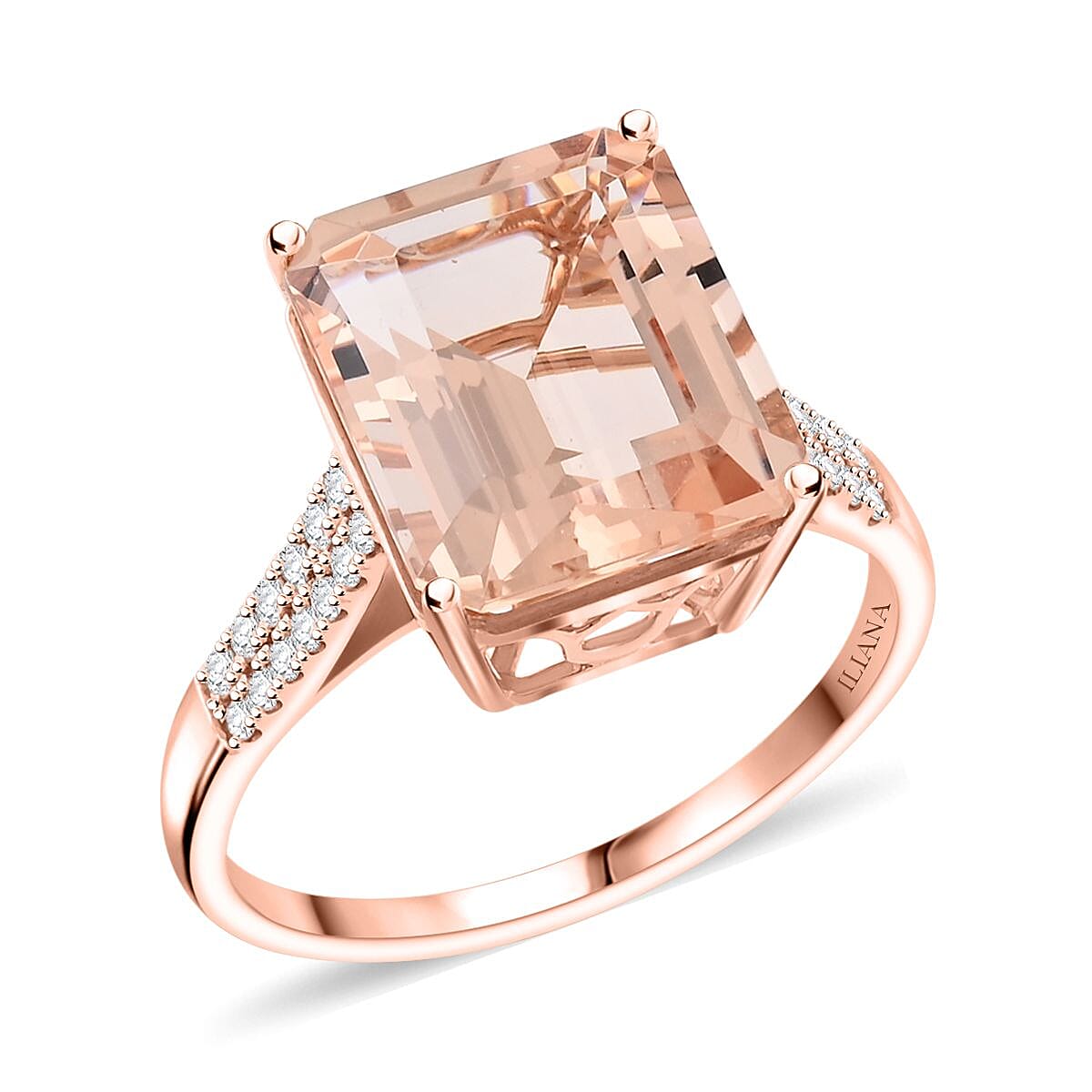 Doorbuster Certified & Appraised Iliana 18K Rose Gold AAA Marropino Morganite and SI Diamond Ring 4.40 Grams 7.20 ctw