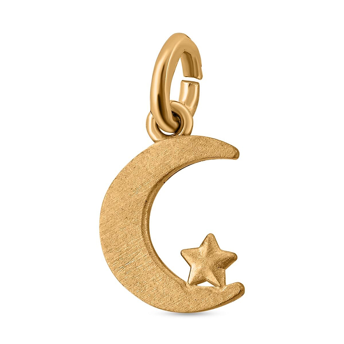 Made in America 10K Yellow Gold Moon and Star Charm Pendant