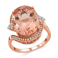 Doorbuster Deal Certified & Appraised Iliana 18K Rose Gold AAA Marropino Morganite and G-H SI Diamond Ring 6.65 Grams 11.50 ctw