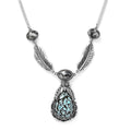 Artisan Crafted Blue Moon Turquoise and White Buffalo Feather Necklace 18 Inches in Sterling Silver 18.65 ctw - Sticky add to cart bar