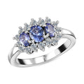 Tanzanite, White Zircon Ring in Platinum Over Sterling Silver (Size 11.5) 1.71 ctw - Sticky add to cart bar