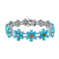D'Joy Sleeping Beauty Turquoise and Multi Gemstone Floral Bracelet in Platinum Over Sterling Silver (7.25 In) 24.20 ctw - Sticky add to cart bar