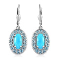Sleeping Beauty Turquoise and Electric Blue Topaz Lever Back Earrings in Platinum Over Sterling Silver 3.80 ctw - Sticky add to cart bar
